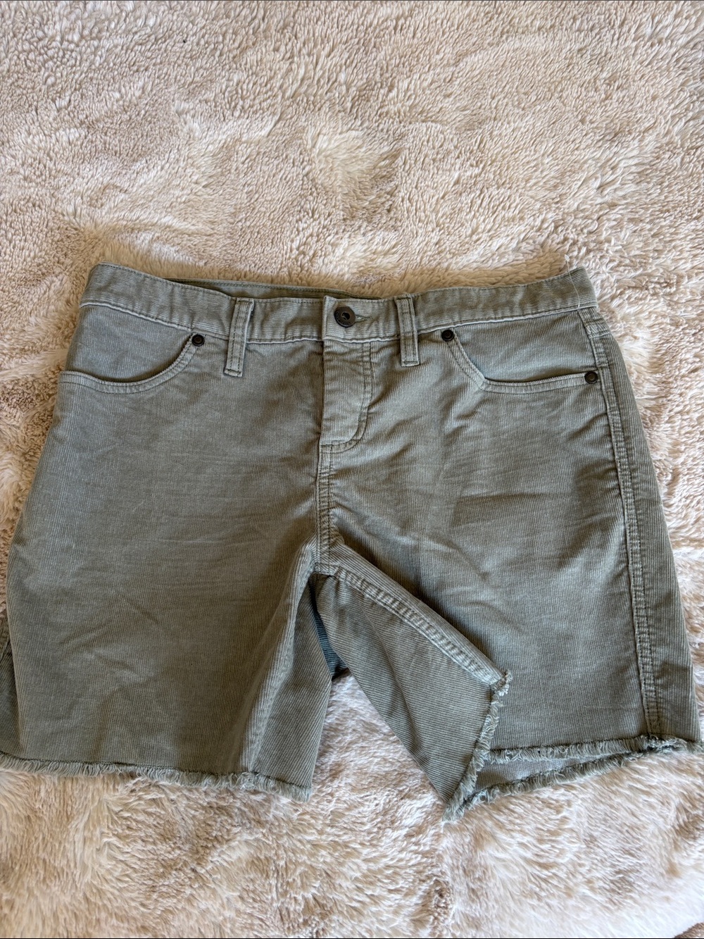 Carve Designs Olive Green Frayed Hem corduroy, organic Shorts